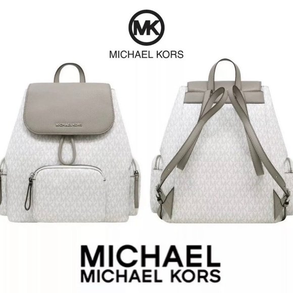 MICHAEL Michael Kors Handbags - *NWT* Michael Kors Abbey Cargo Backpack White/Gray